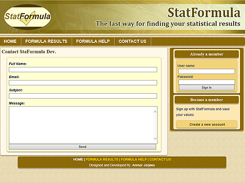 StatFormula CodeIgnitor Project Sample