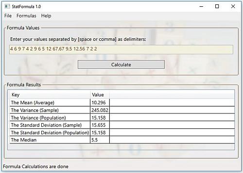 StatFormula WPF/C# Project Sample